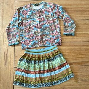 Oilily Cotton Jersey Shirt, Size 3-4 (98) and Oilily Knit Skirt, Size 2-3 (92)